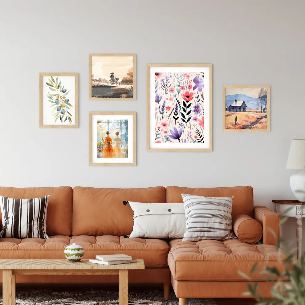 A Pattern Of Flowers And Leave Framed Print