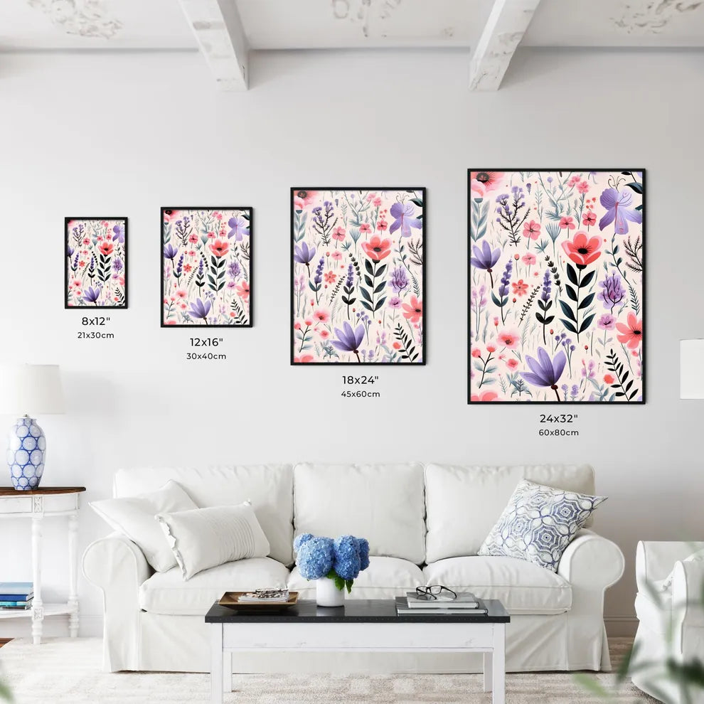 A Pattern Of Flowers And Leave Wall Art