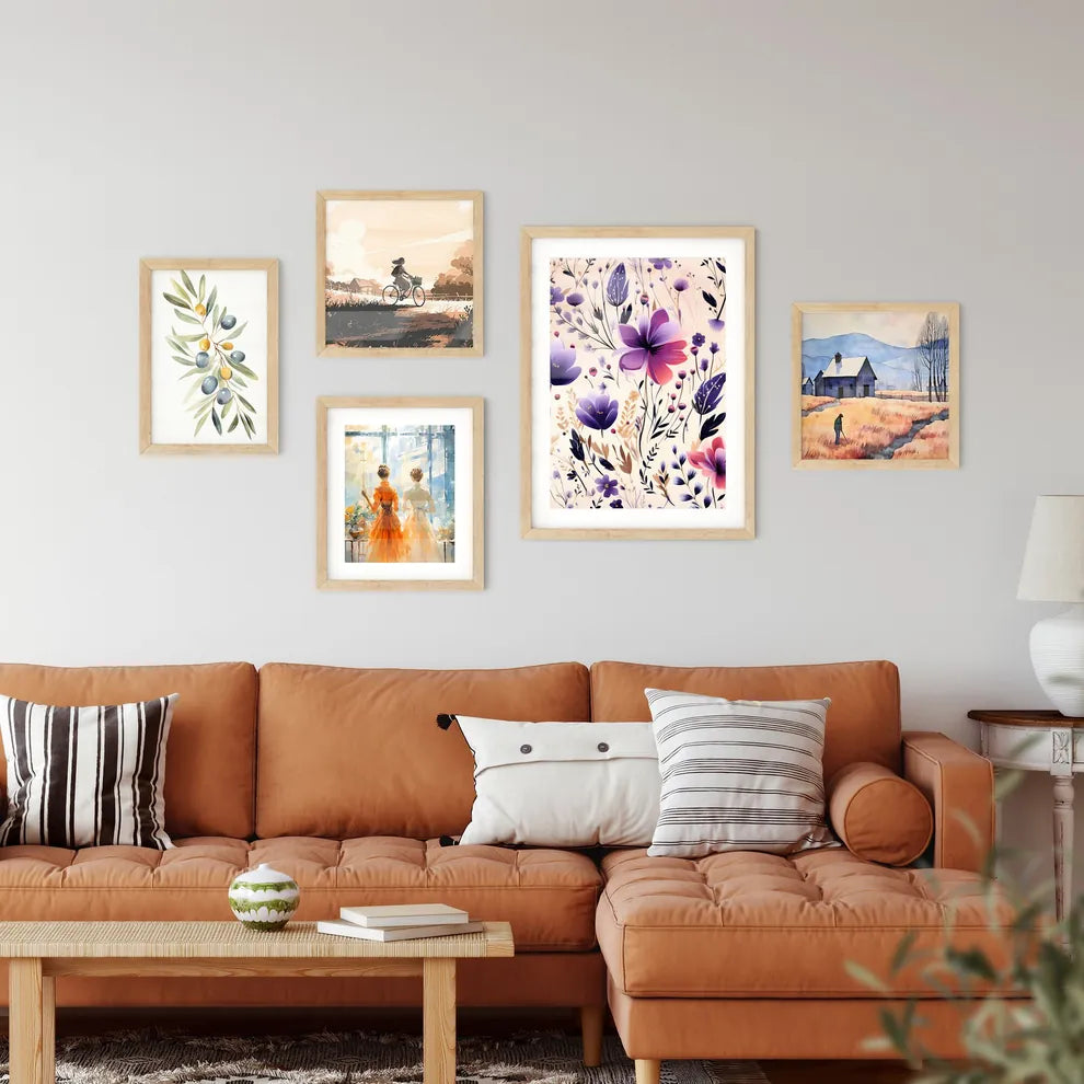 A Pattern Of Flowers And Leave Framed Print