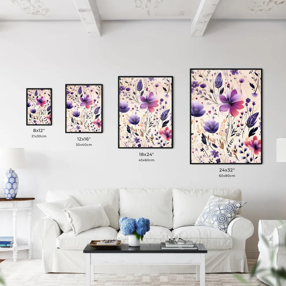A Pattern Of Flowers And Leave Wall Art