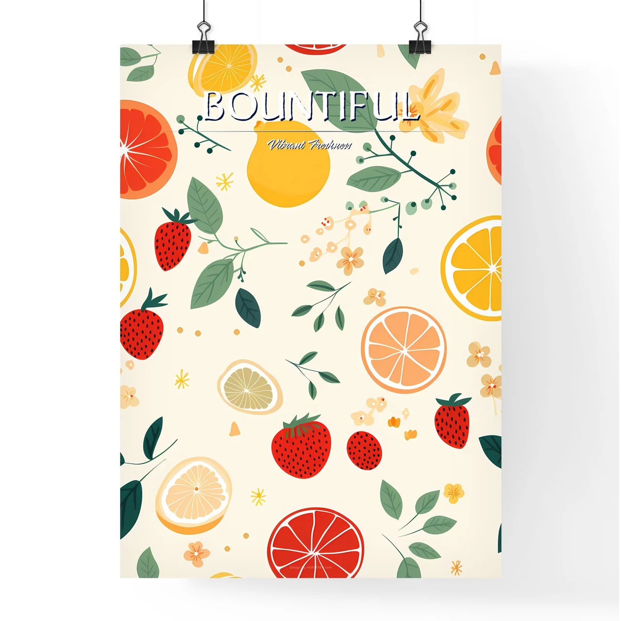 A Pattern Of Fruit And Leave Poster