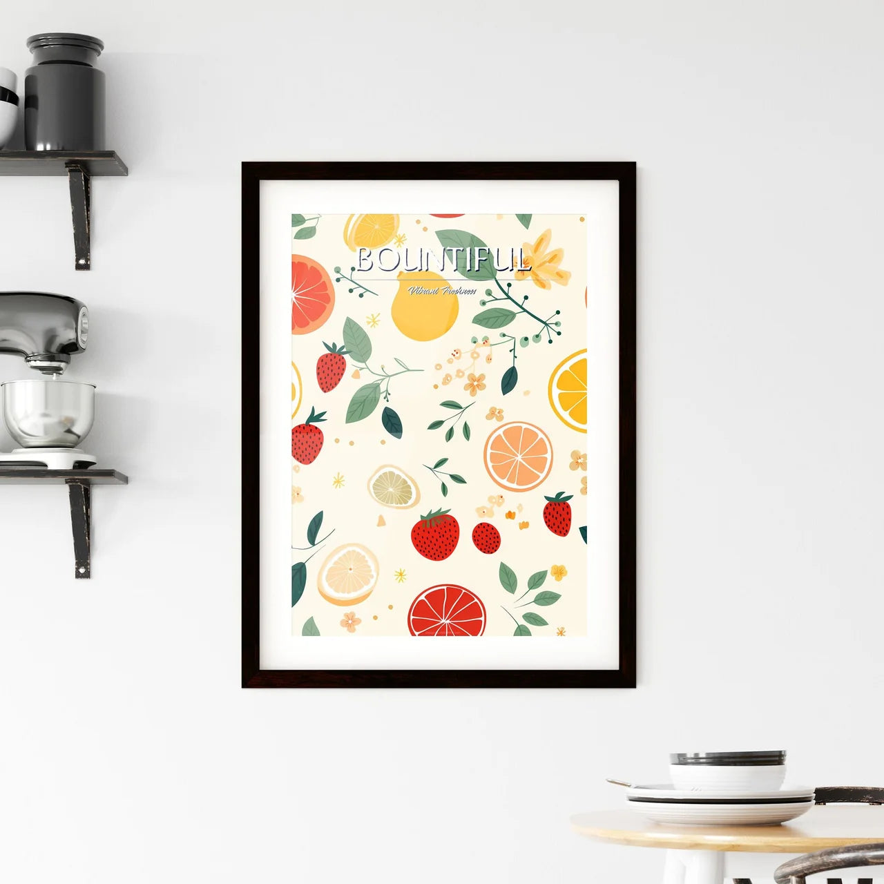 A Pattern Of Fruit And Leave Framed Print