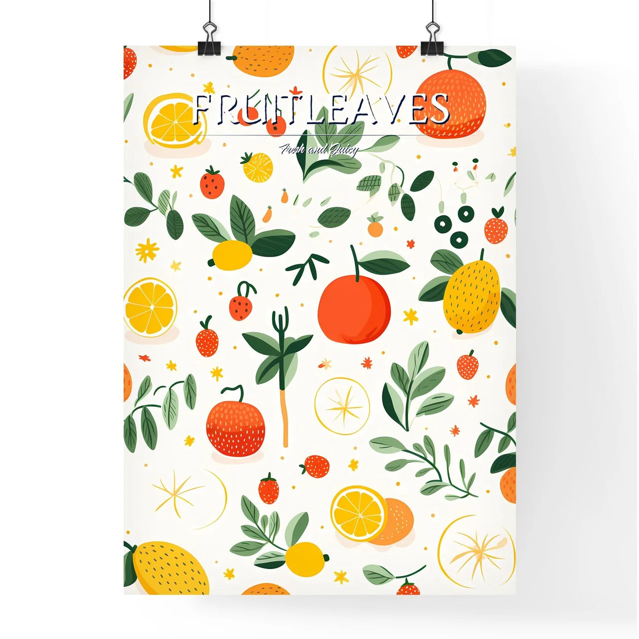 A Pattern Of Fruits And Leave Poster