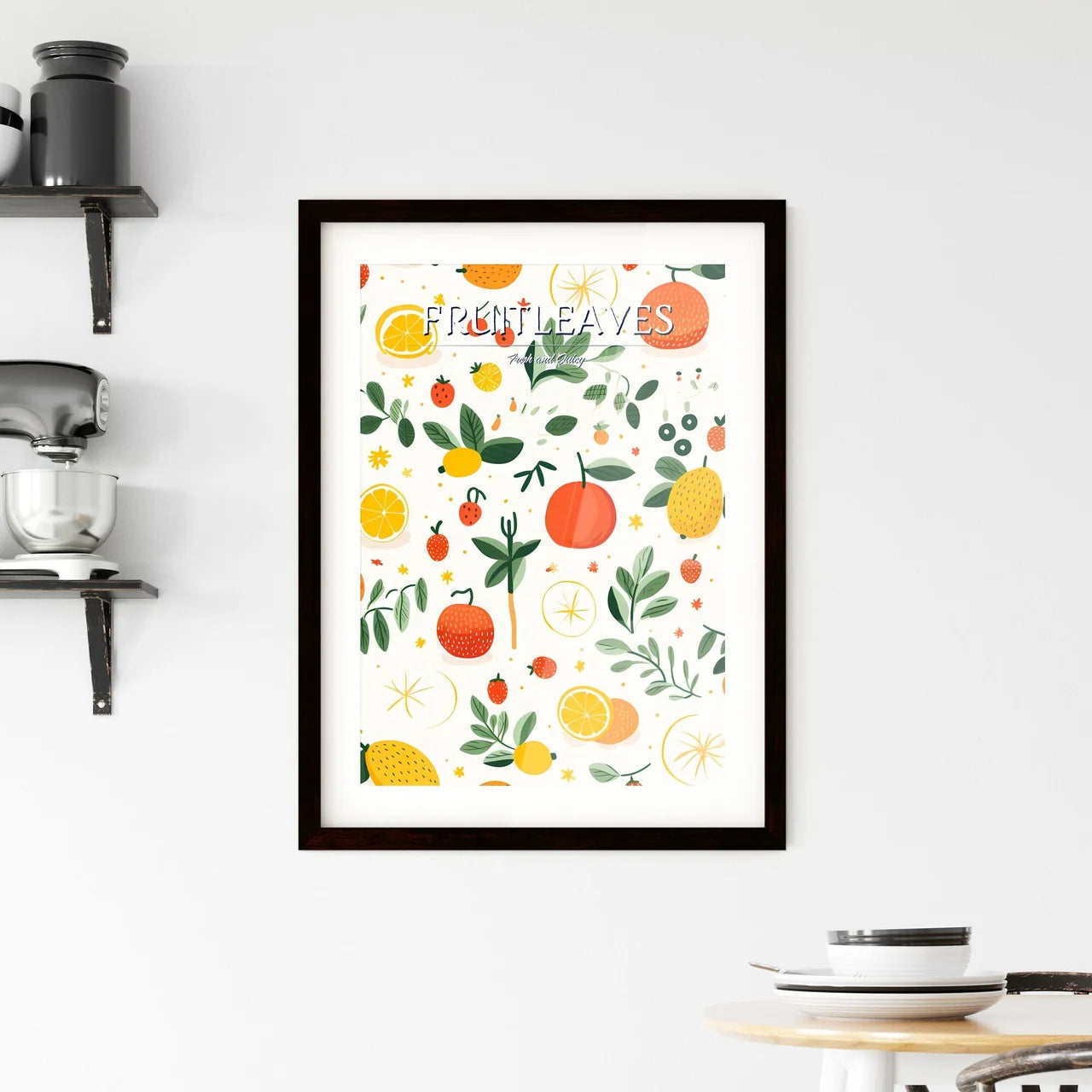 A Pattern Of Fruits And Leave Framed Print