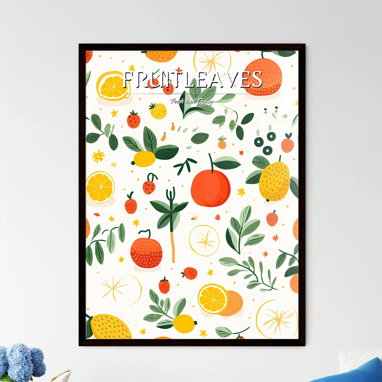 A Pattern Of Fruits And Leave - Framed Art Print