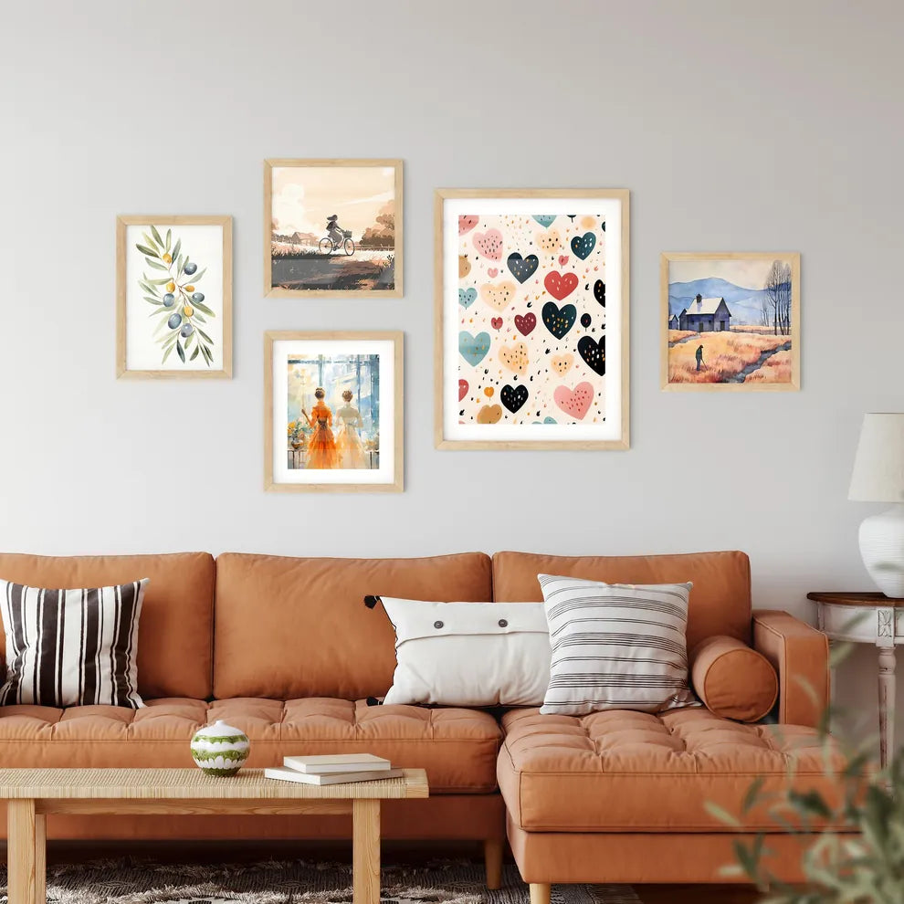 A Pattern Of Hearts And Flower Framed Print