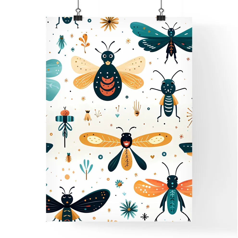 A Pattern Of Insects And Bugs Poster