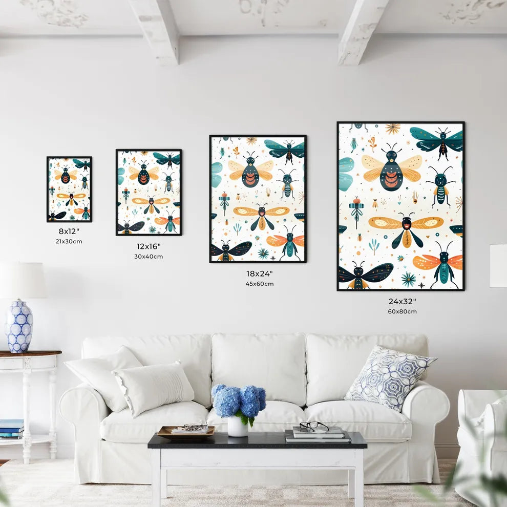 A Pattern Of Insects And Bugs Art Print
