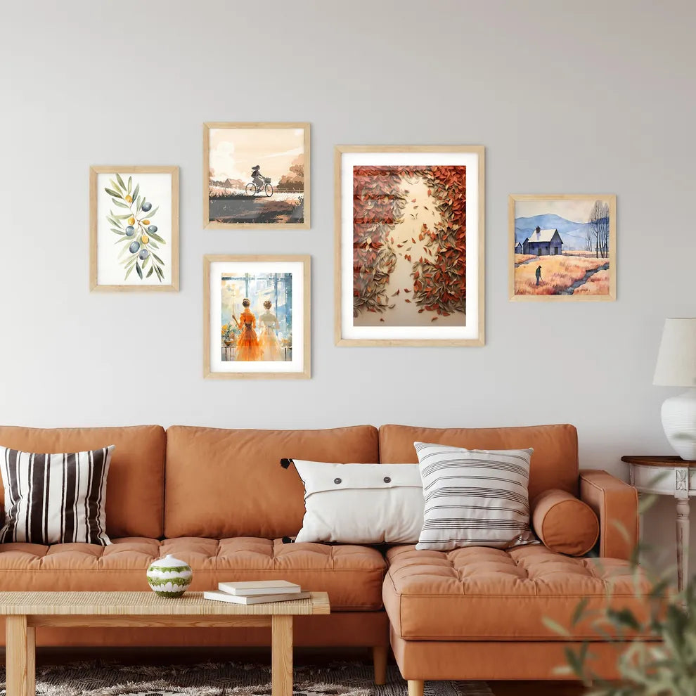 A Pile Of Leaves On A White S Framed Print