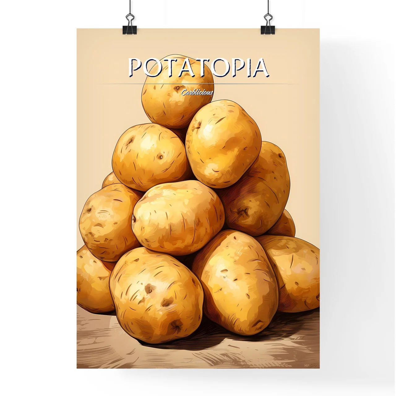 A Pile Of Potatoes On A Tabl Poster