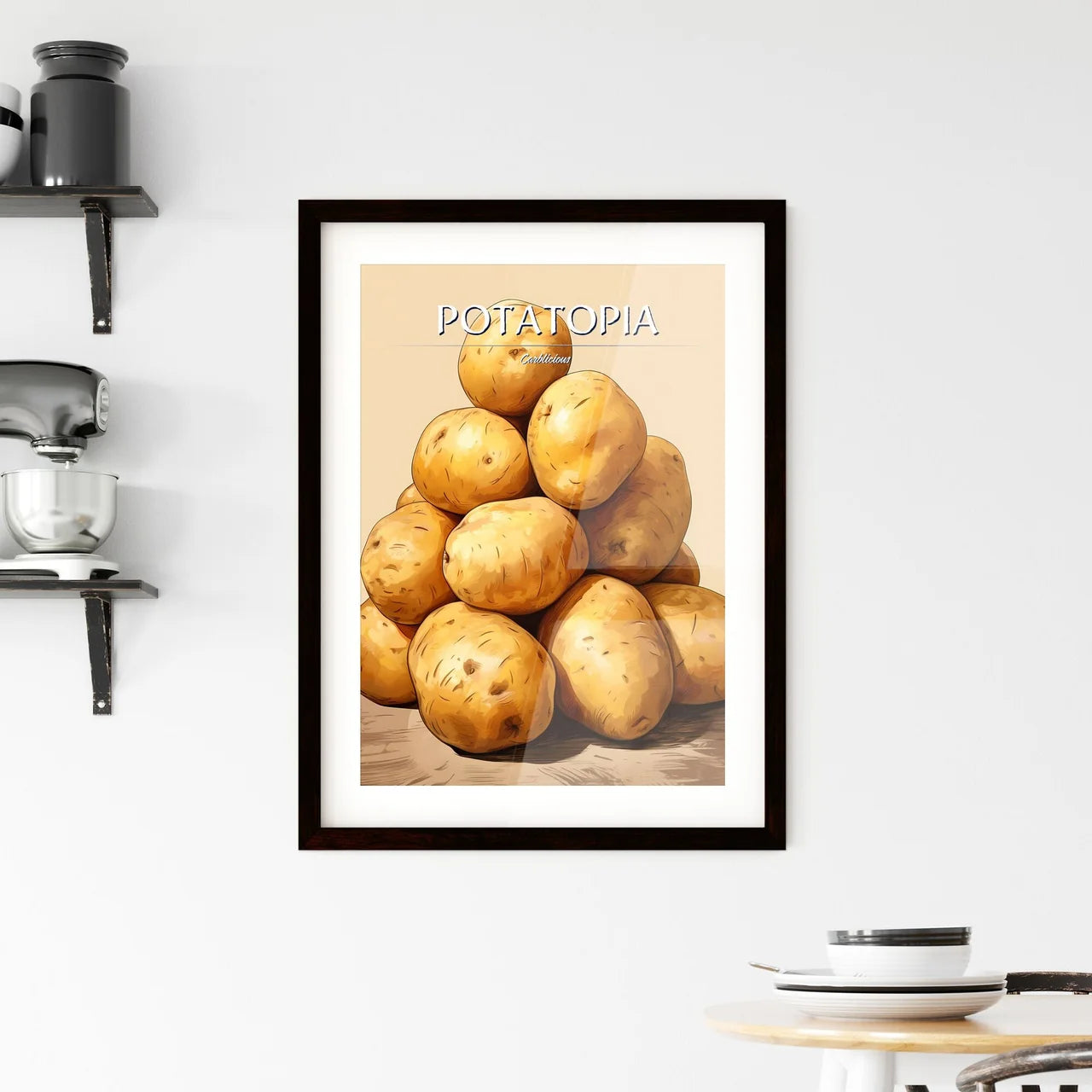 A Pile Of Potatoes On A Tabl Framed Print