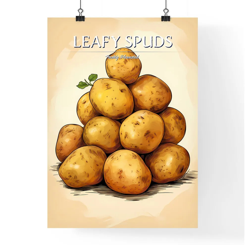 A Pile Of Potatoes With A Lea Poster