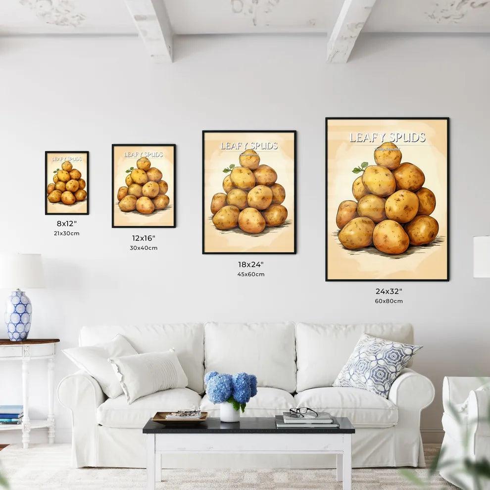 A Pile Of Potatoes With A Lea - Kitchen Hangings
