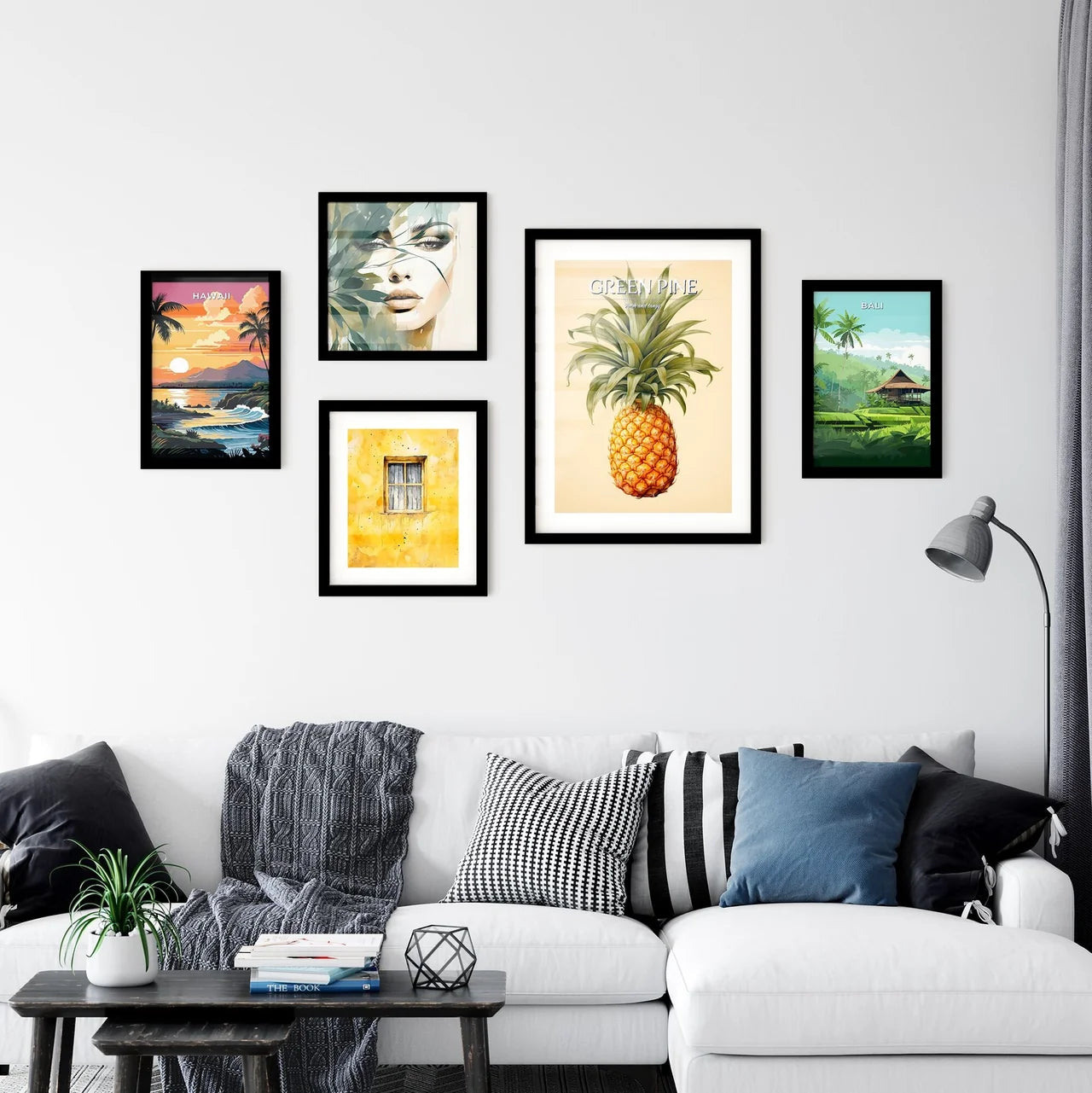 A Pineapple With A Green Ste Wall Art