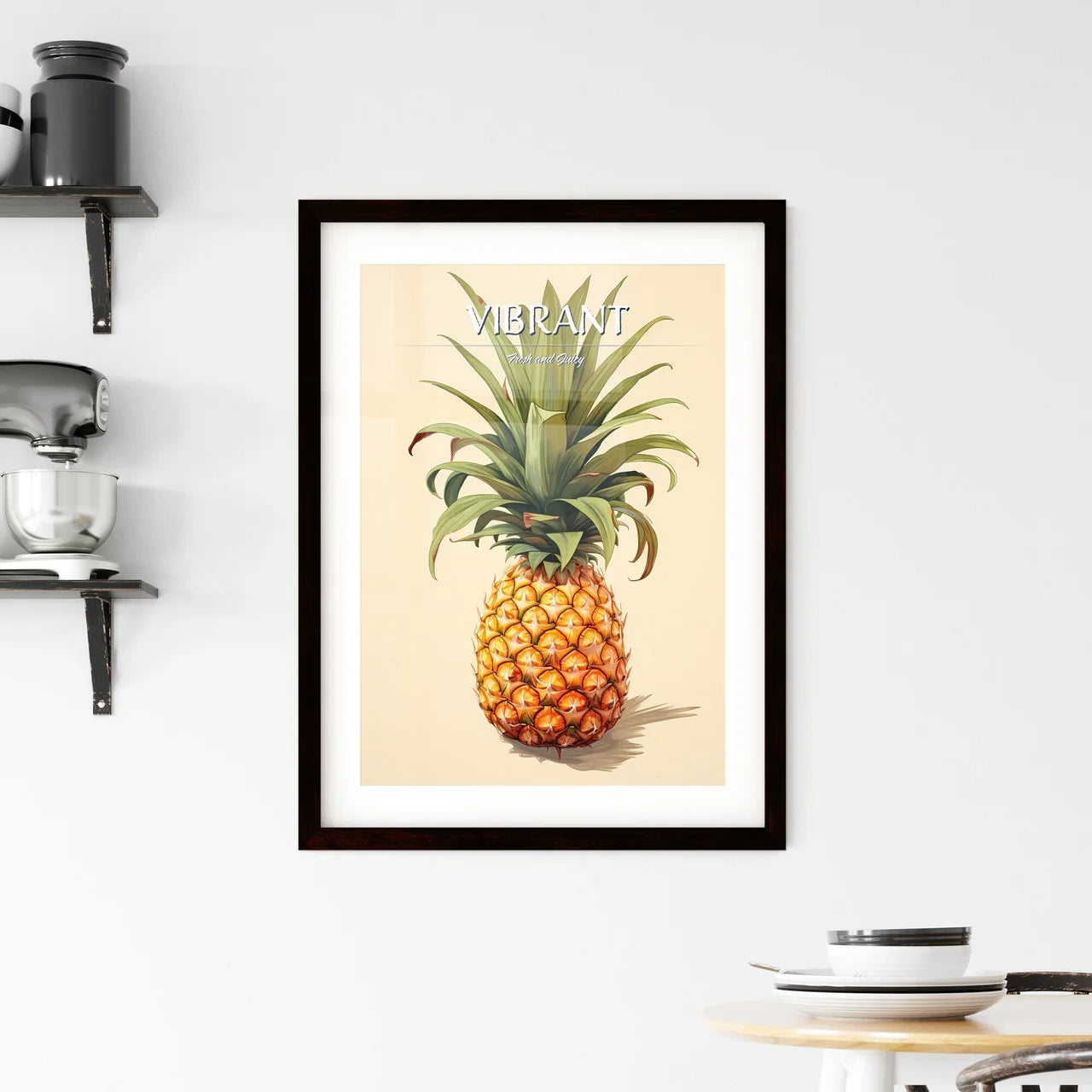 A Pineapple With Green Leave Framed Print