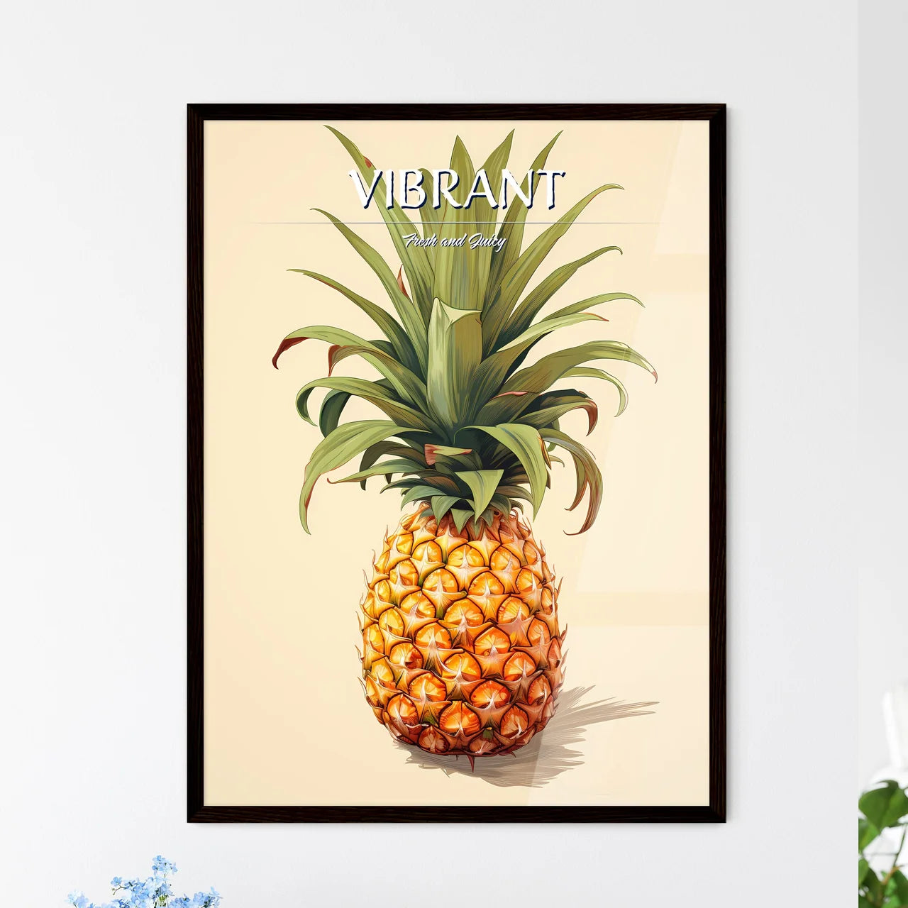 A Pineapple With Green Leave - Framed Art Print