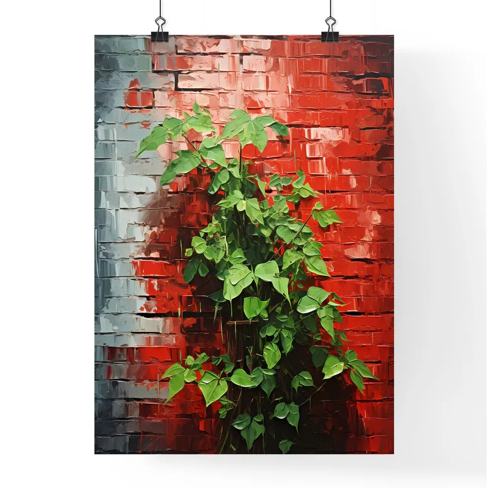A Plant Growing On A Brick Wall Poster
