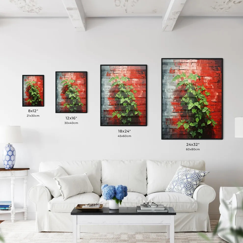 A Plant Growing On A Brick Wall Interior Design
