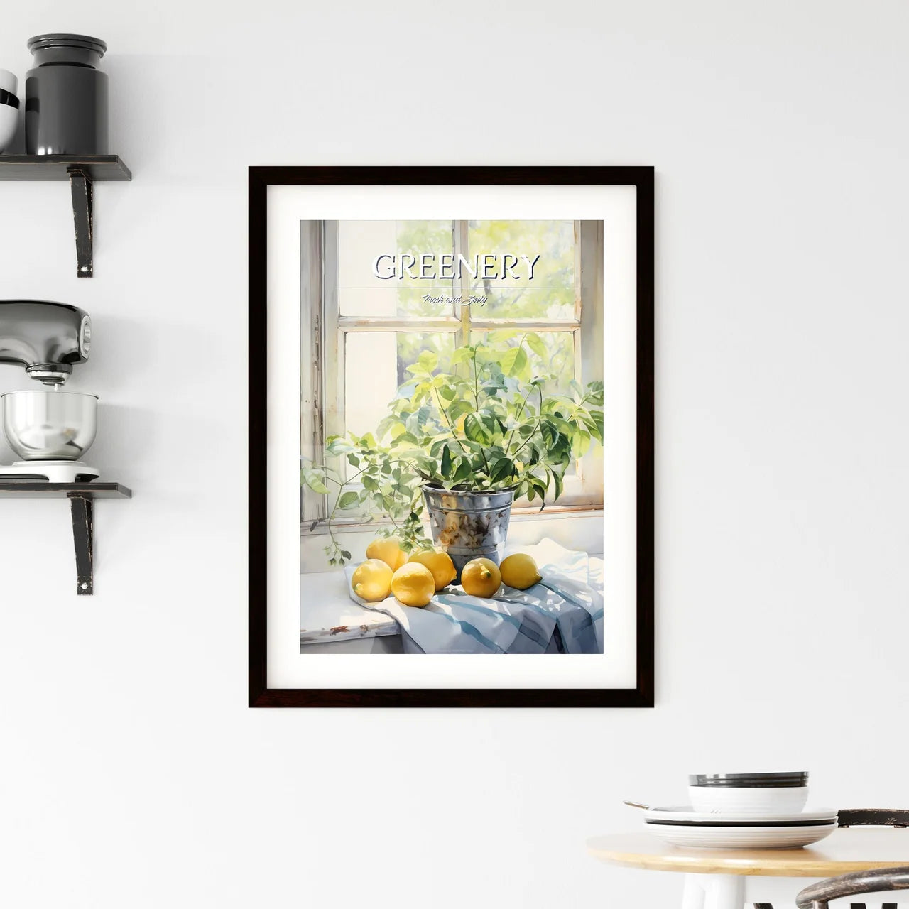 A Plant In A Bucket Next To Lemon Framed Print