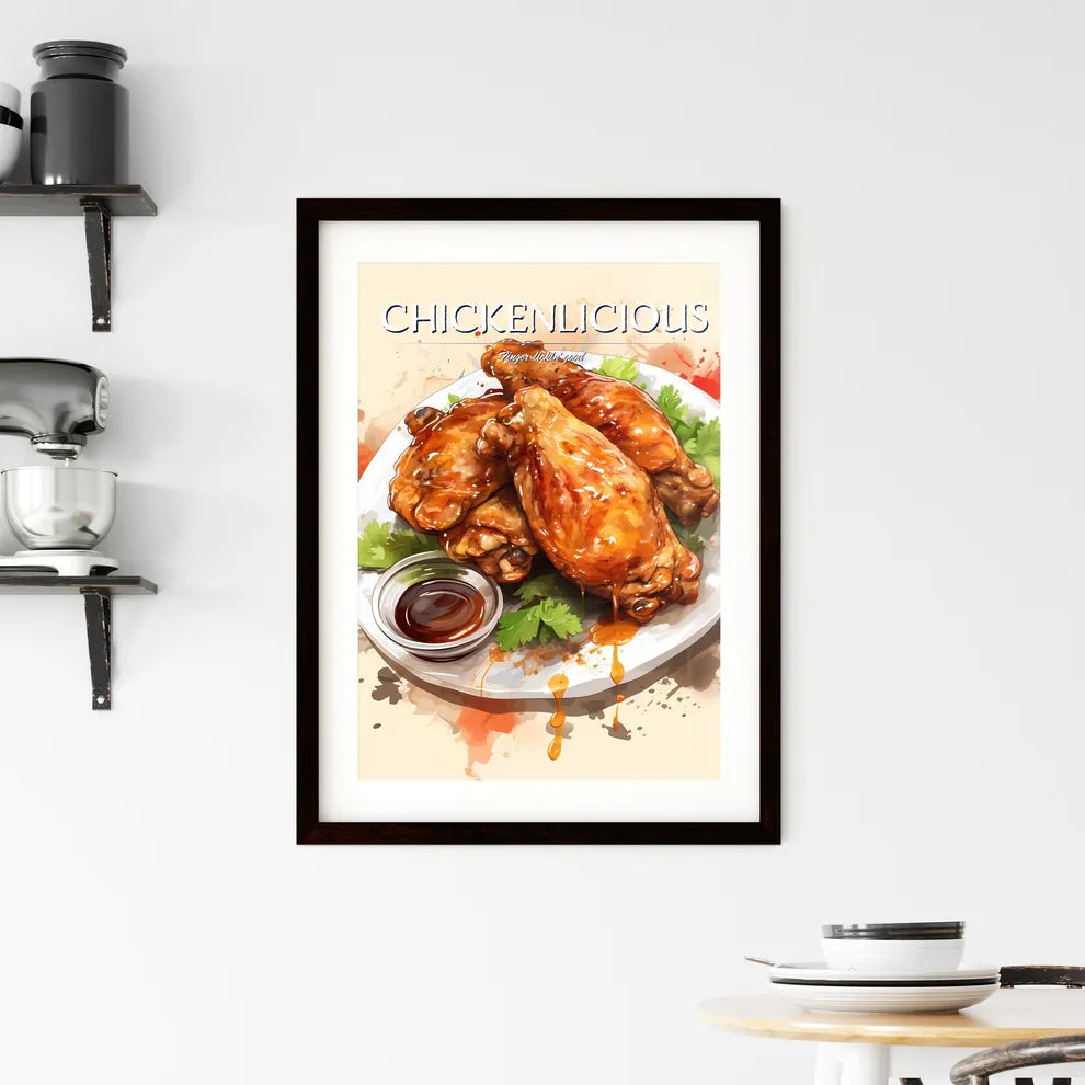 A Plate Of Chicken Wings And Sauc Framed Print