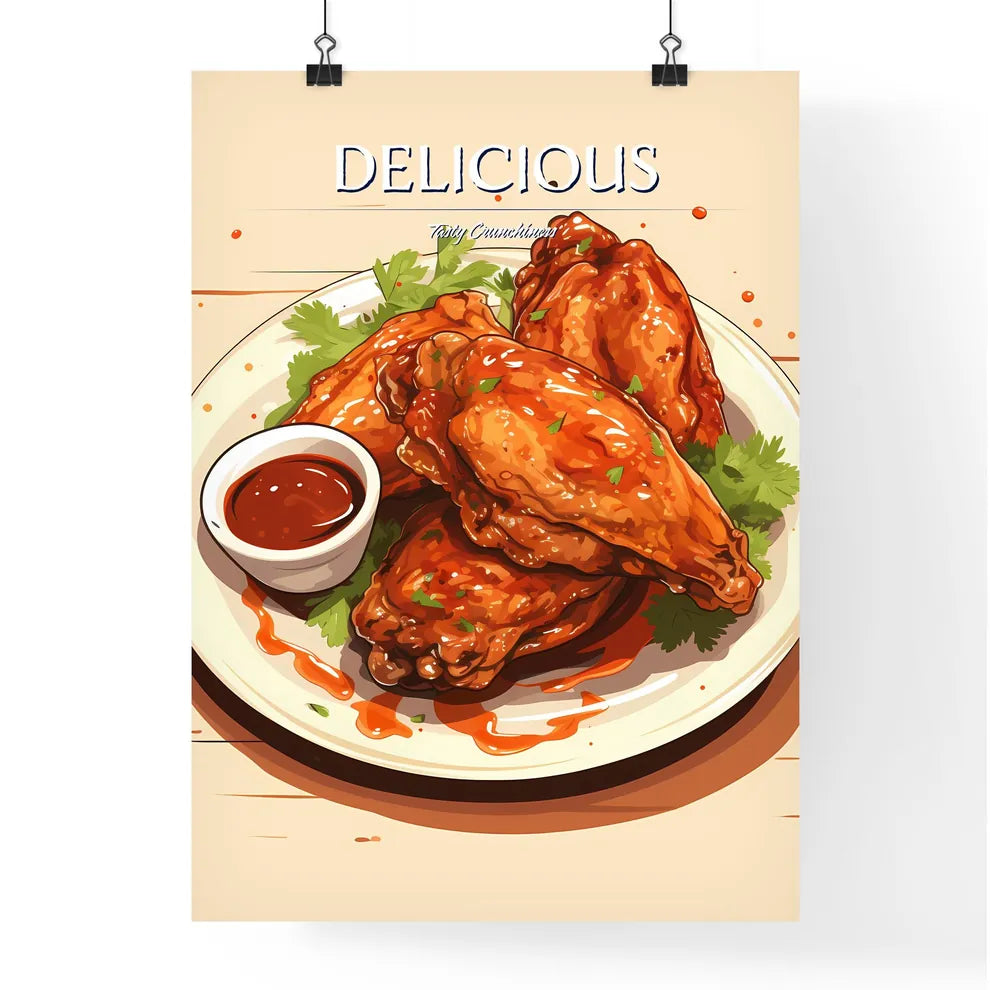 A Plate Of Chicken Wings With Sauc Poster