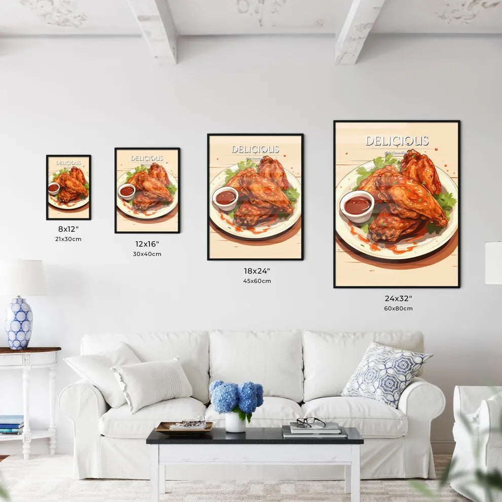 A Plate Of Chicken Wings With Sauc - Kitchen Hangings