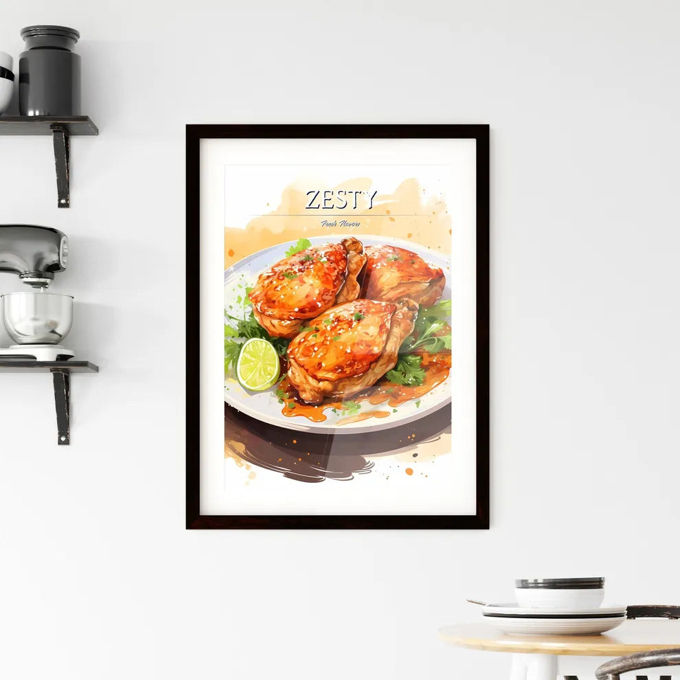 A Plate Of Food With A Lime Wedg Framed Print