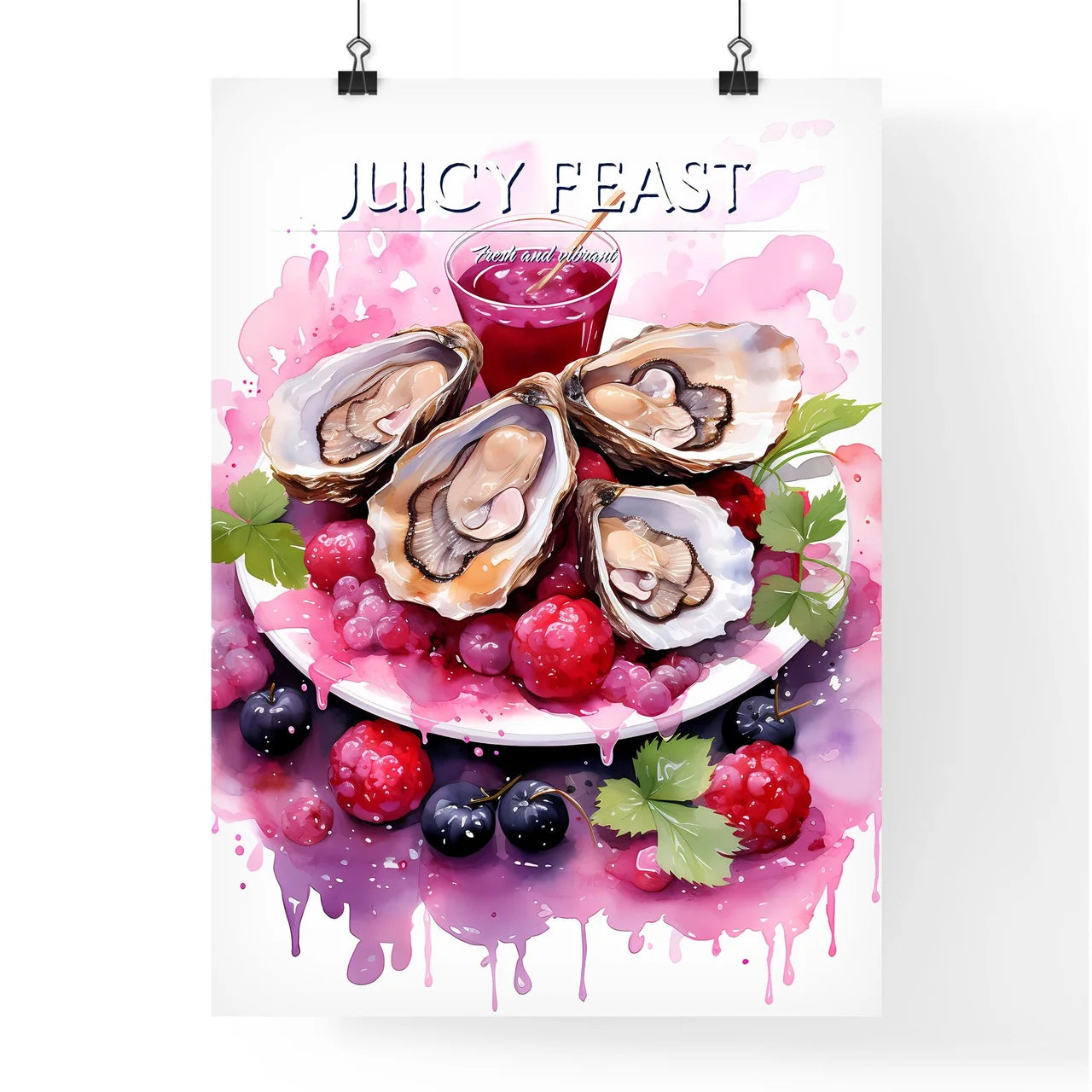 A Plate Of Food With Fruit And Juic Poster