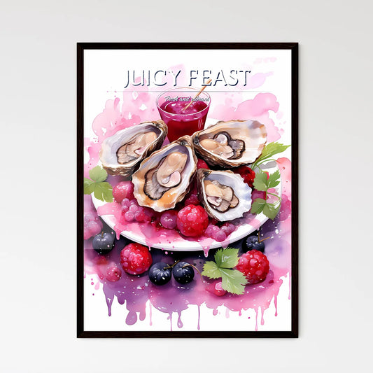 A Plate Of Food With Fruit And Juic - Framed Art Print