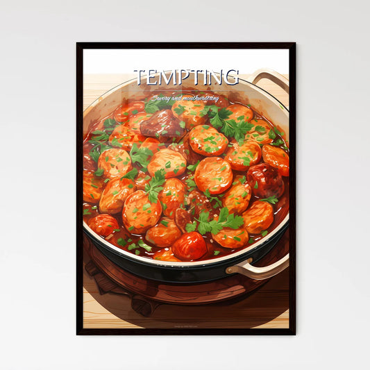 A Pot Of Food On A Wood Surfac - Framed Art Print