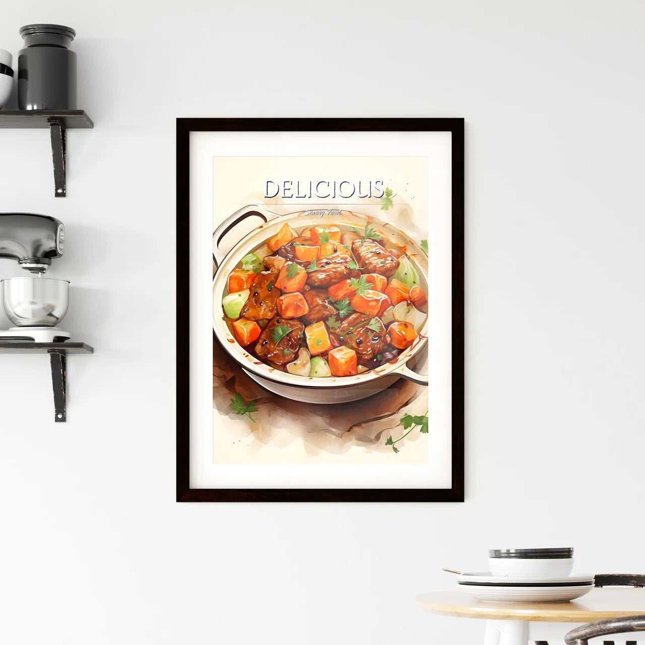 A Pot Of Food With Meat And Vegetable Framed Print