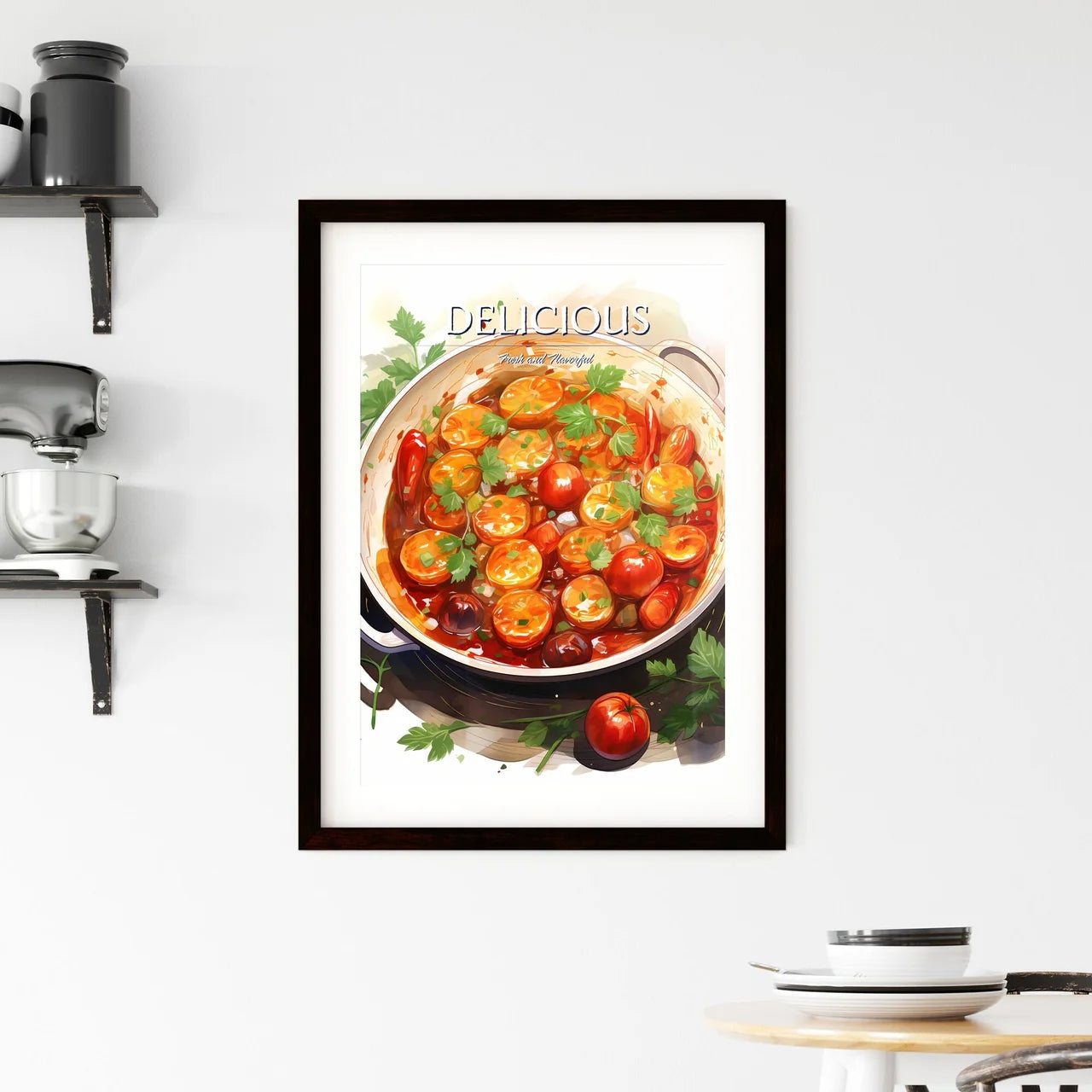 A Pot Of Food With Vegetable Framed Print