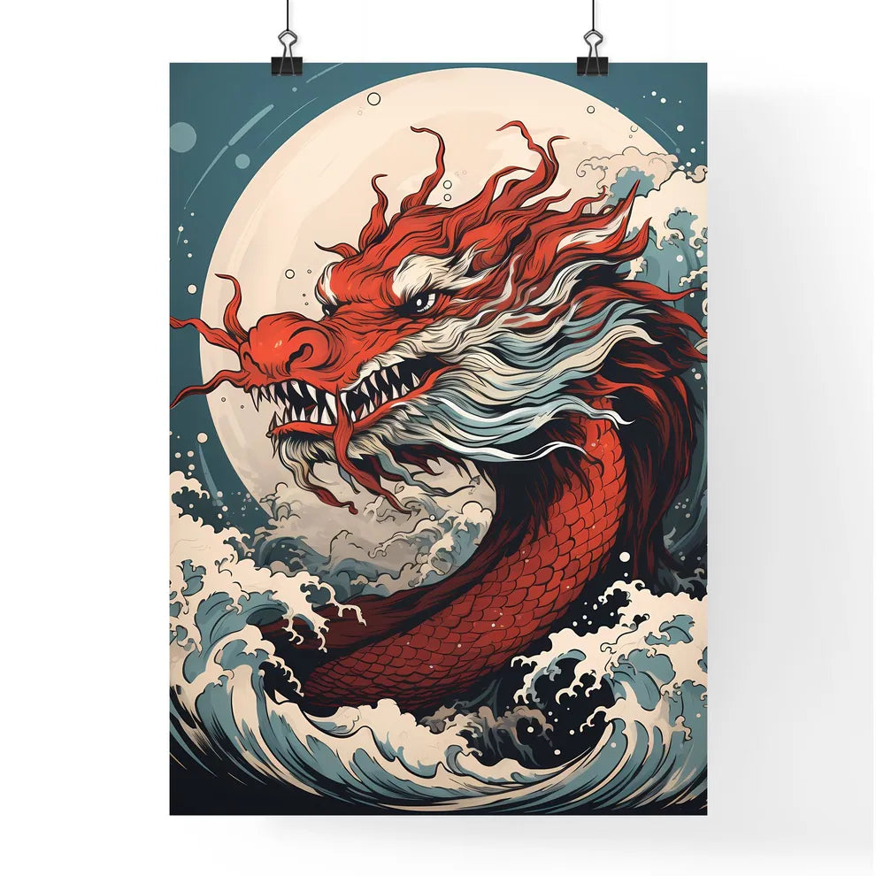 A Red Dragon With White And R Poster