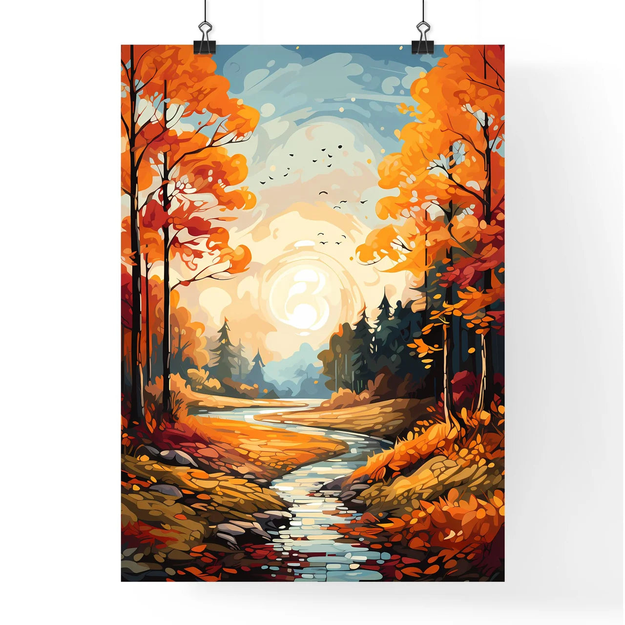 A River Running Through A Fores Poster