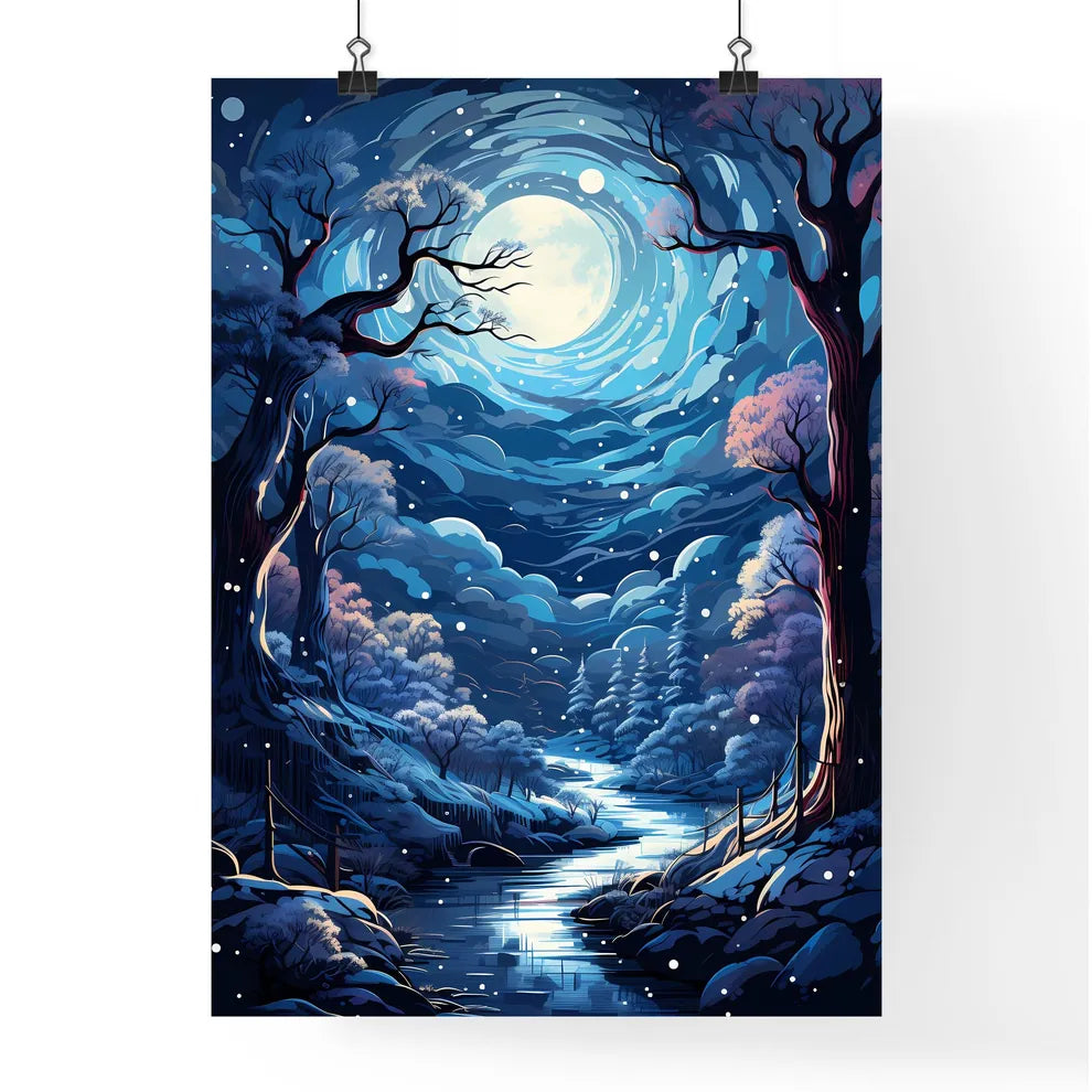 A River Running Through A Snowy Fores Poster