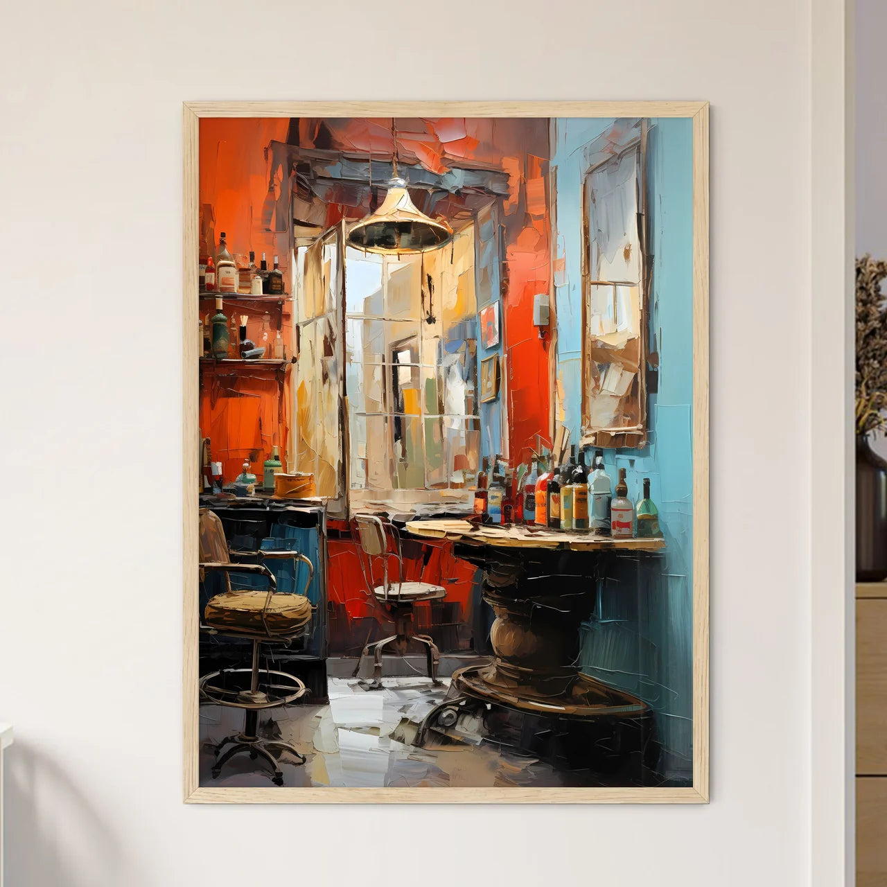 A Room With A Table And Chairs And A Table W - Framed Art Print