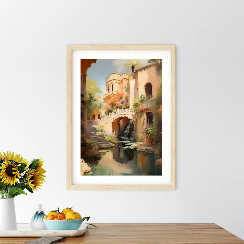 A Water Way With A Bridge And A Building Size Chart