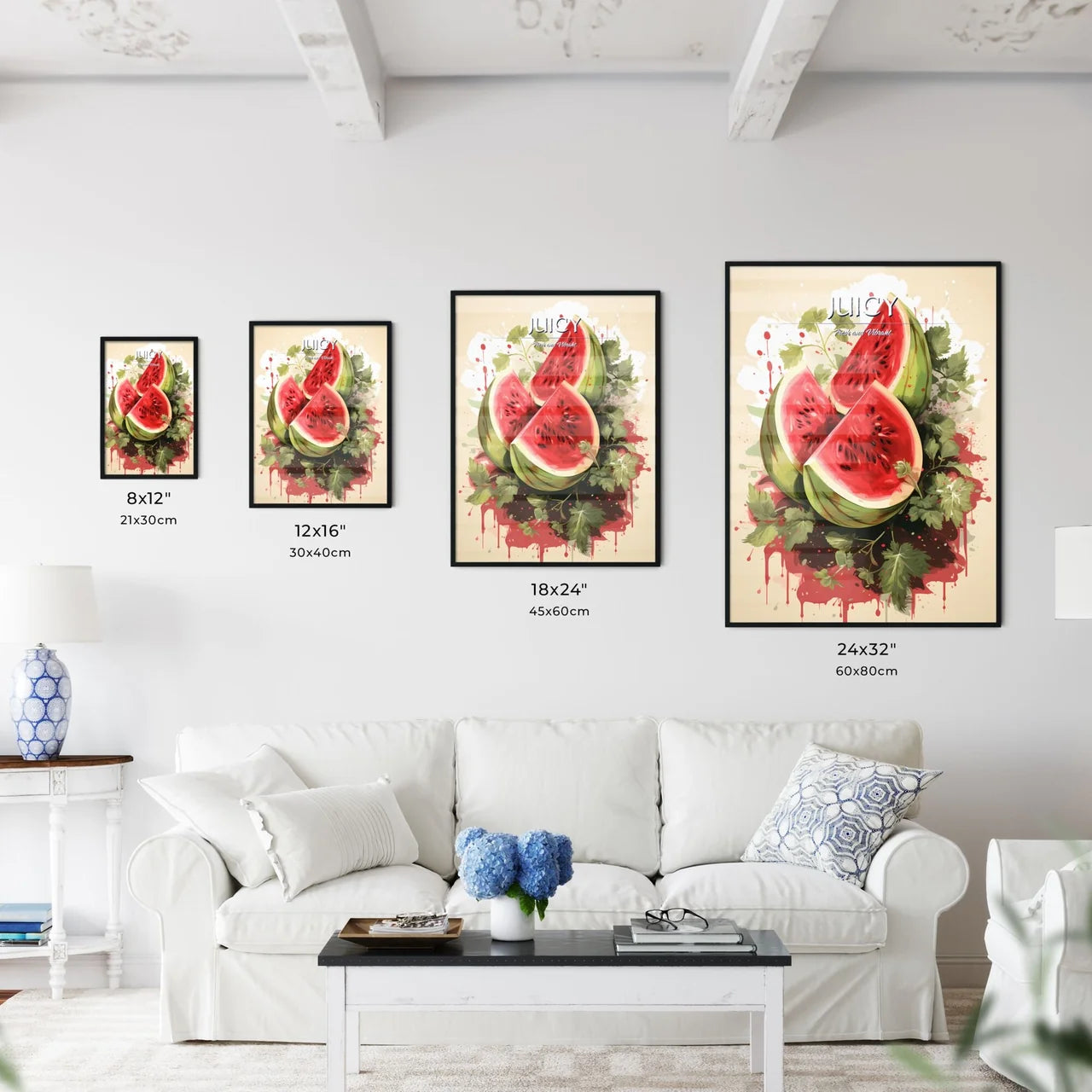 A Watermelon With Leaves And Red Spot - Kitchen Hangings