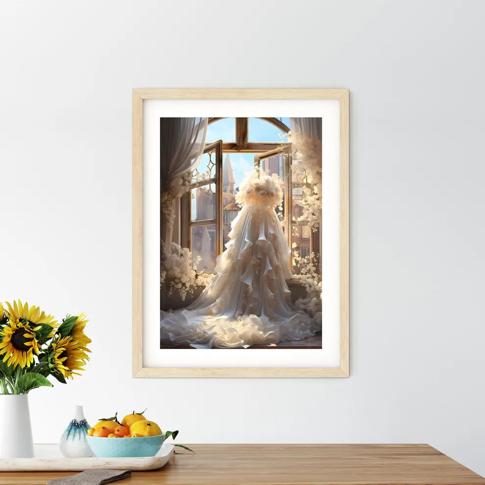 A Wedding Dress In Front Of A Windo - Kitchen Hangings