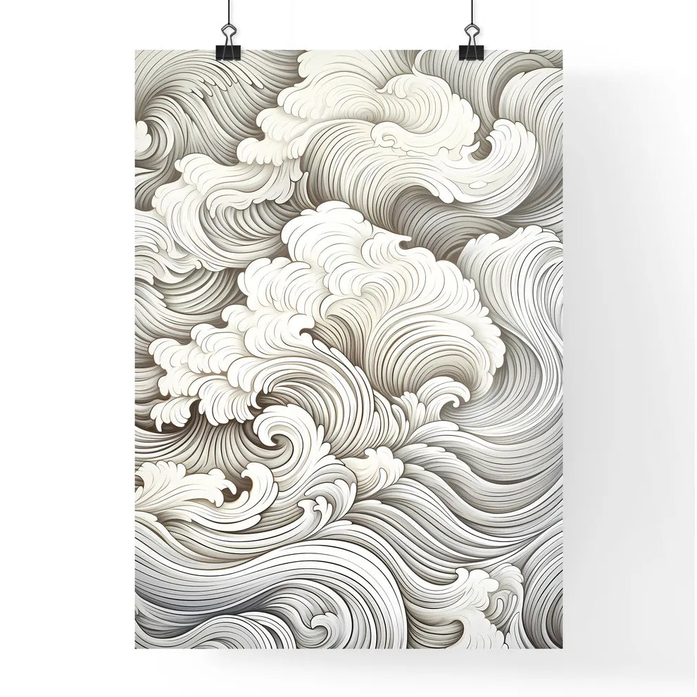 A White And Gray Art With Swi Poster