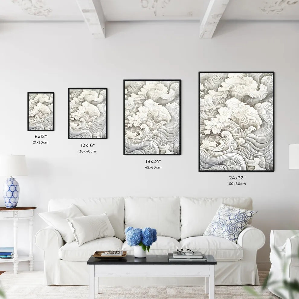 A White And Gray Art With Swi Art Print