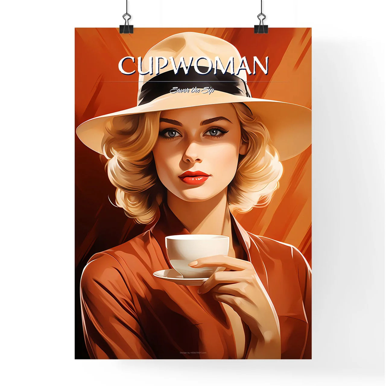 A Woman Holding A Cu Poster