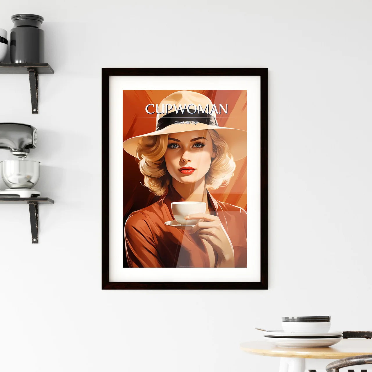 A Woman Holding A Cu Framed Print