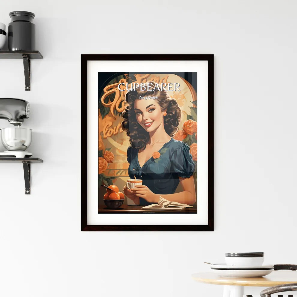 A Woman Holding A Cu Framed Print