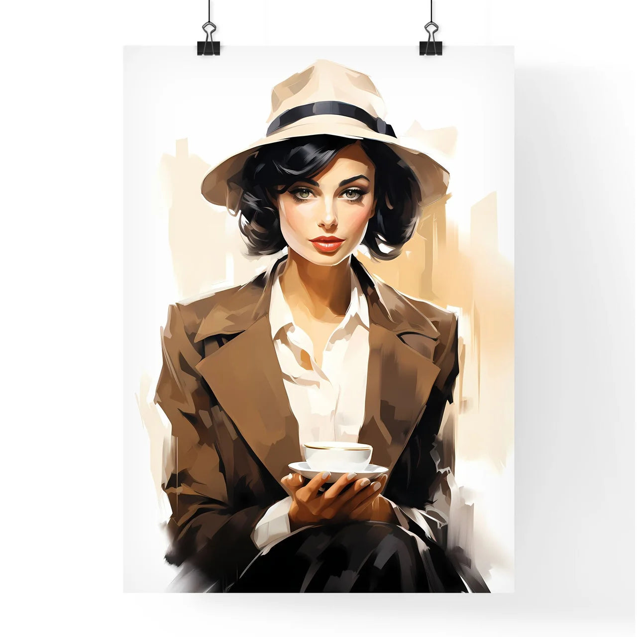 A Woman Holding A Cu Poster