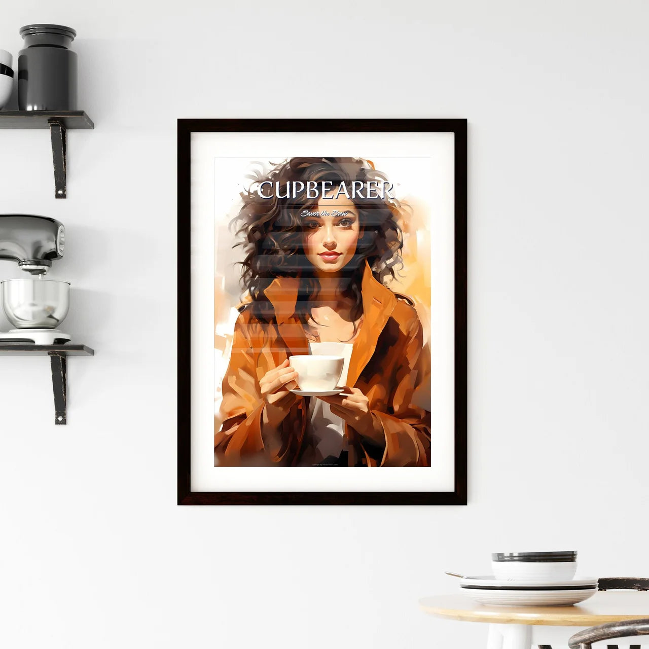 A Woman Holding A Cu Framed Print