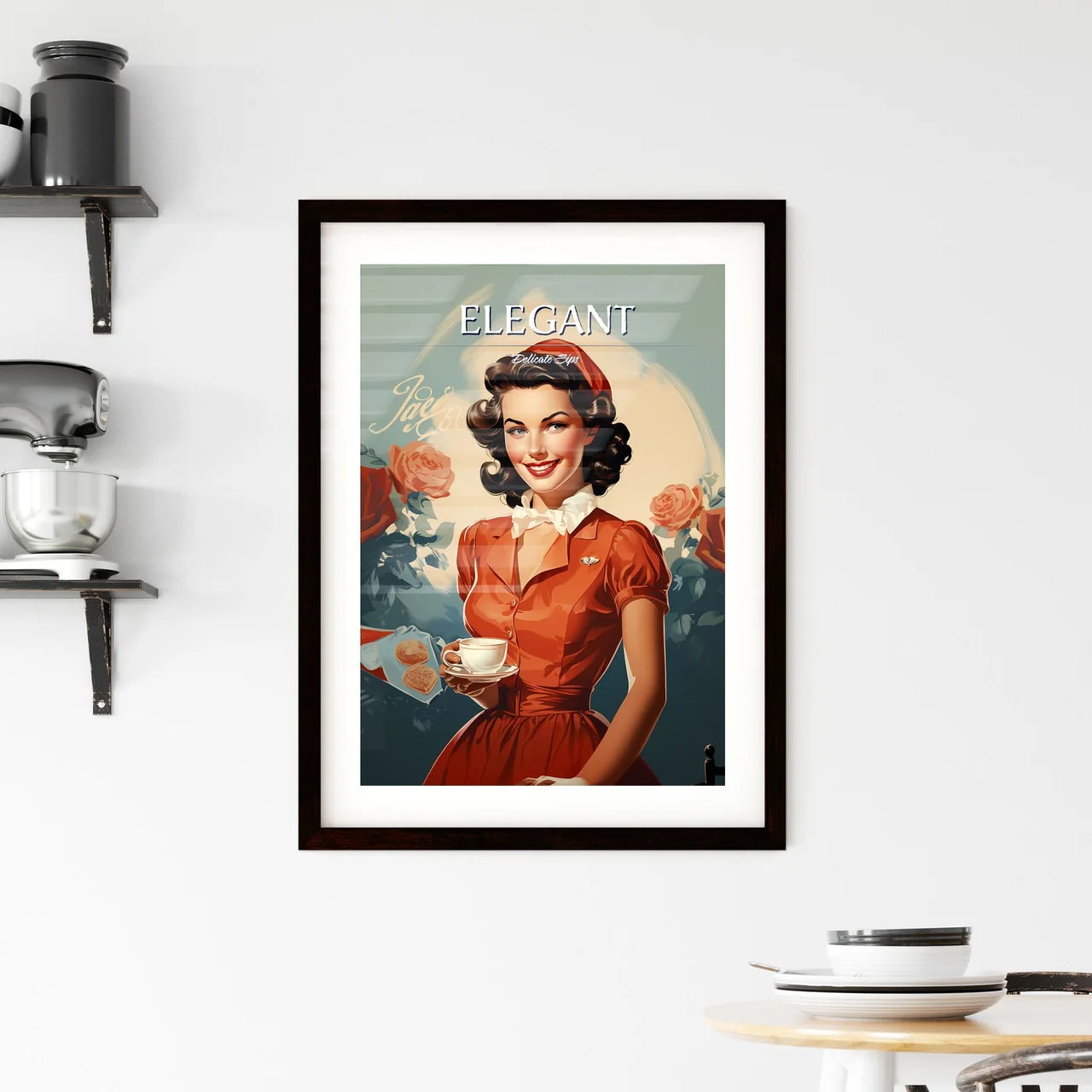 A Woman Holding A Cup And A Teacu Framed Print