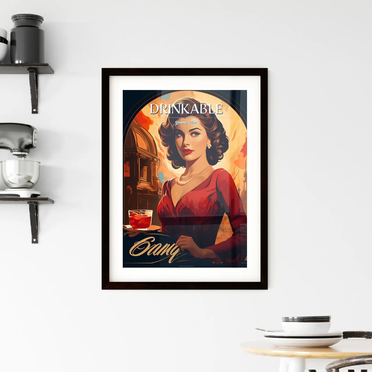 A Woman Holding A Drin Framed Print