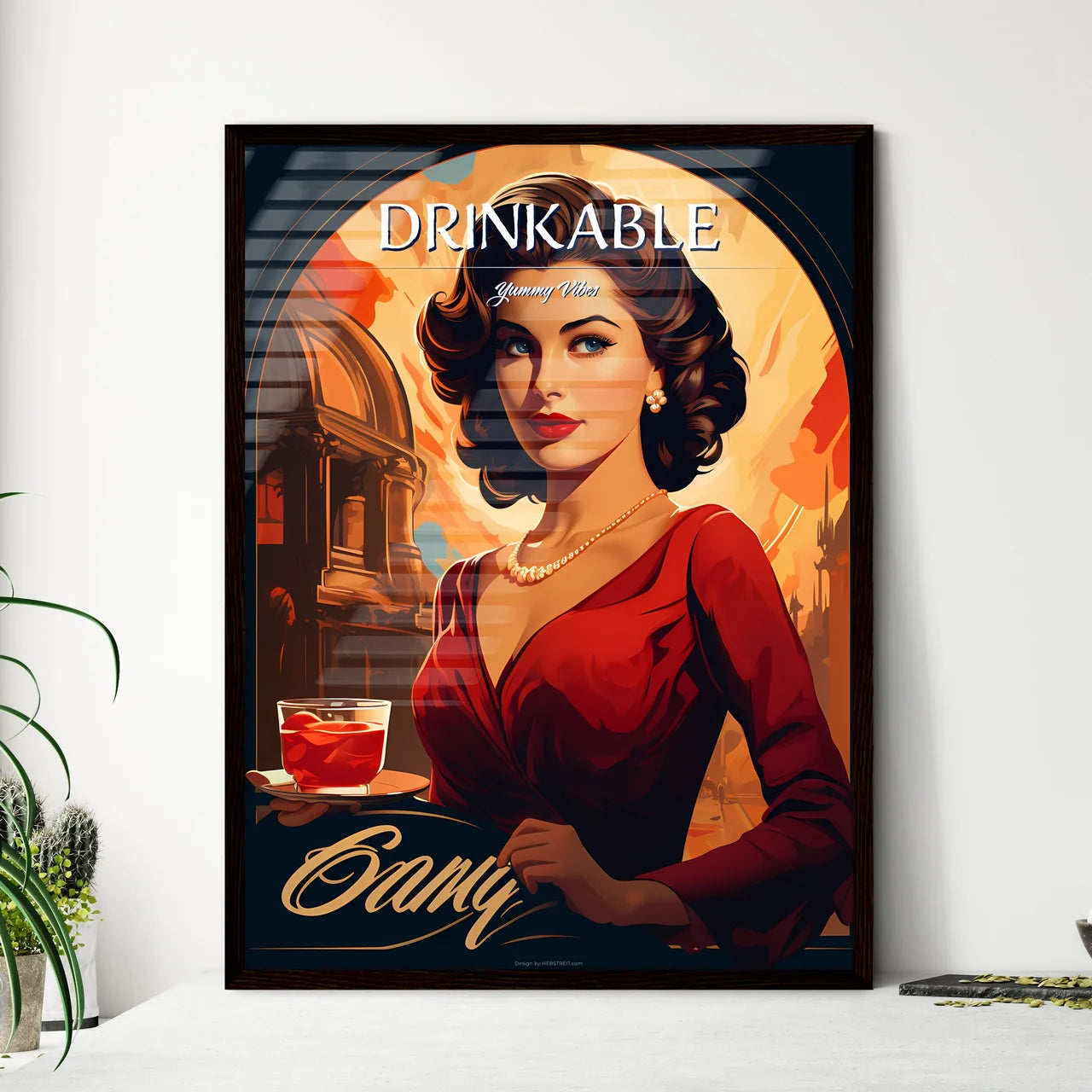 A Woman Holding A Drin - Framed Art Print
