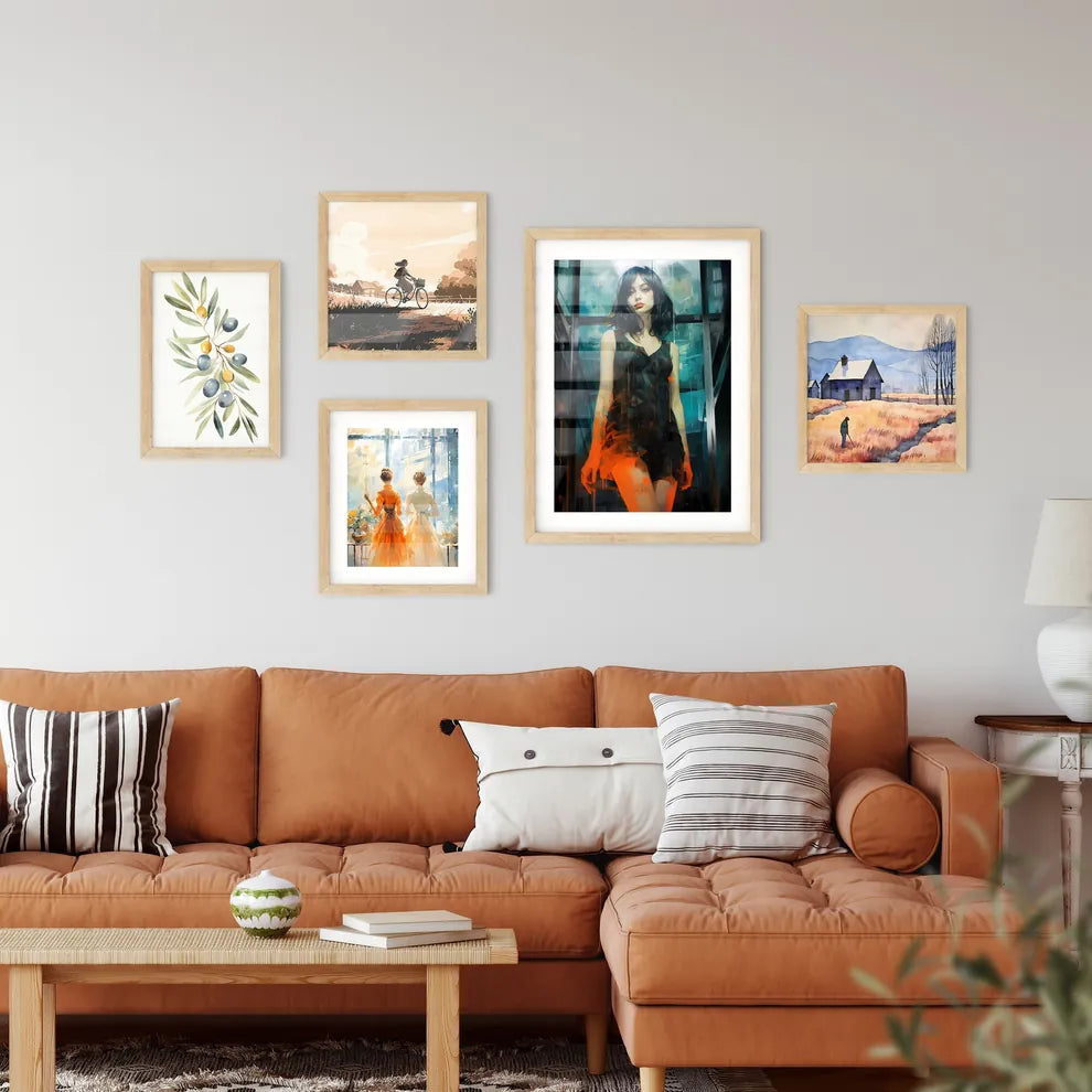 A Woman In A Black Dres Framed Print